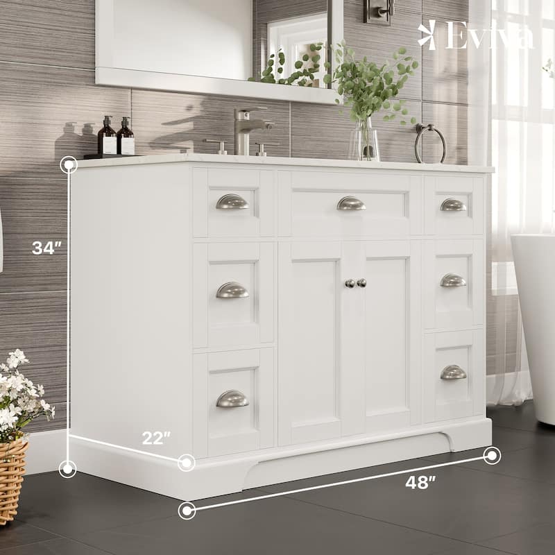 Epic 48"W SS Bath Vanity with Carrara Quartz Top & Undermount Sink