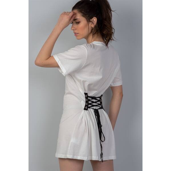 Shop Ladies Fashion White Black Front Graphic Print Contrast