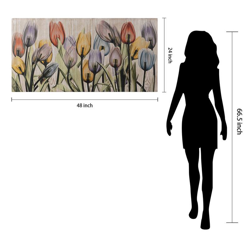 "Tulipscape" Fine Radiographic Photography Giclee Printed Directly on Hand Finished Ash Wood Wall Art