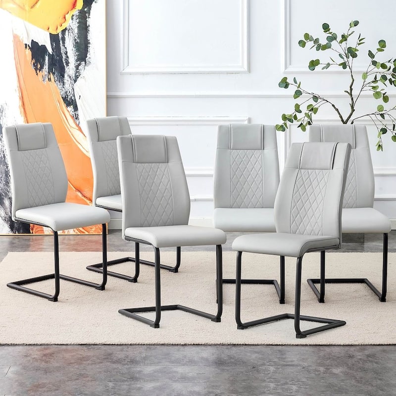 PU Leather Upholstered Dining Chair with Metal Feet