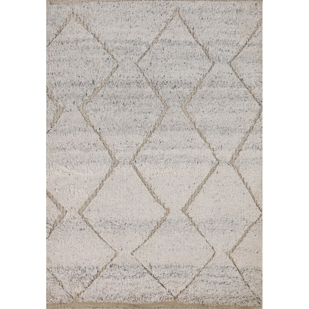 Geometric Moroccan Oriental Rug Hand-Knotted Wool Carpet - 2'0"x 3'0"