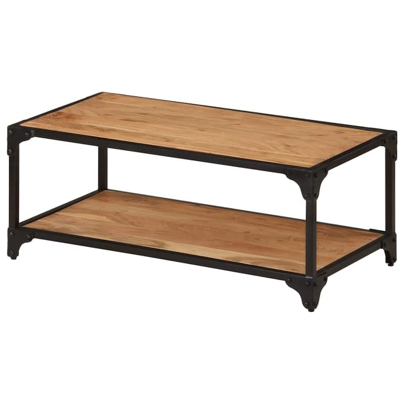 vidaXL Coffee Table 35.4"x17.7"x13.8" Solid Acacia Wood - 35.4" x 17.7" x 13.8"