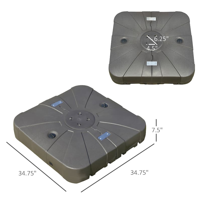 Outsunny Square Cantilever Patio Umbrella Base with 4 Wheels for Easy Moving, Fill with Sand or Water for Security