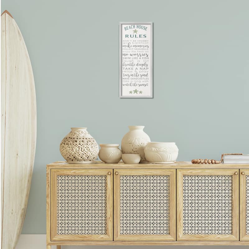 Stupell Fun Recreations Beach Rules Framed Giclee Art Design By Seven Trees Design