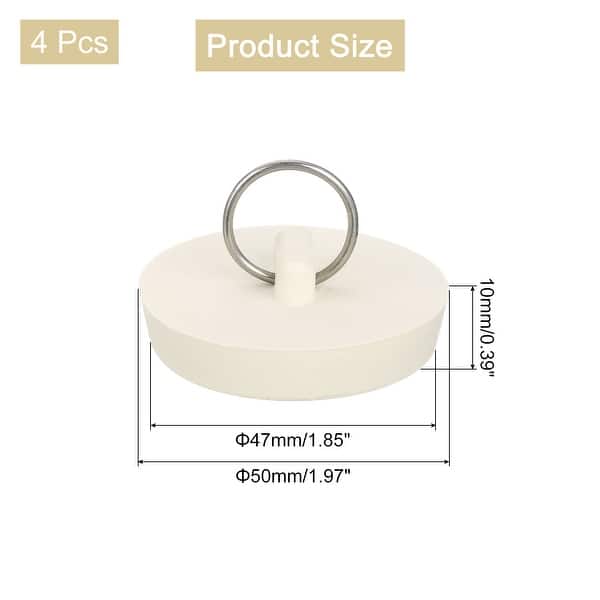 dimension image slide 0 of 6, Rubber Tub Stopper, Bath Tub Drain Stoppers Sink Stopper Drain Plug with Hanging Ring for Bathtub Kitchen Bathroom - White