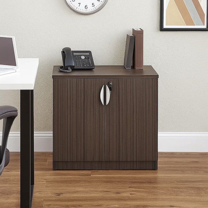Doe Office Storage Cabinet with 2 Doors, Driftwood Gray, 31 Inch Wide