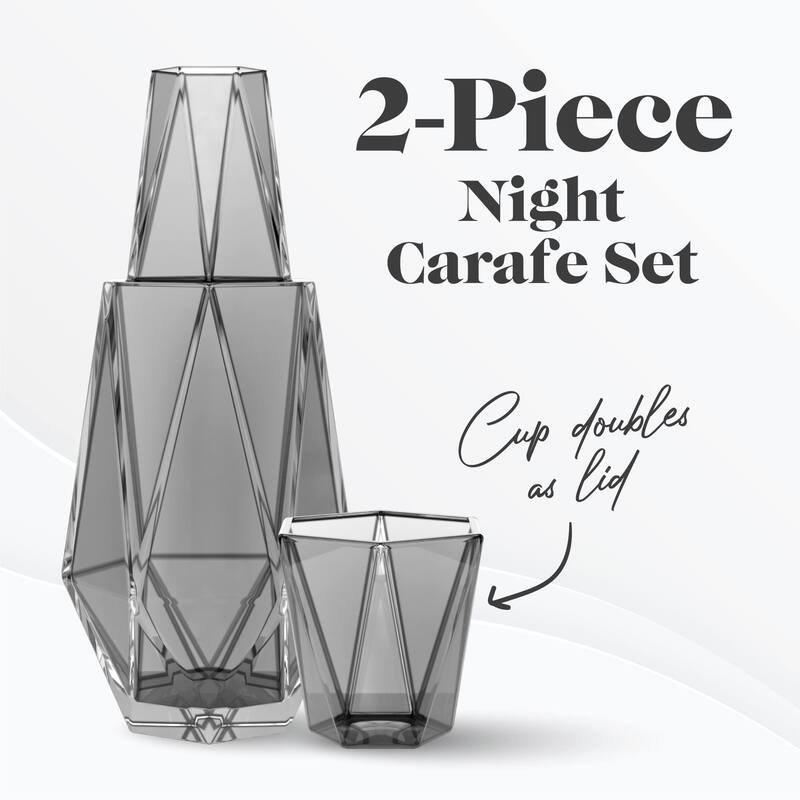 American Atelier Geometric Bedside Carafe and Tumbler Glass Lid - 37 oz.