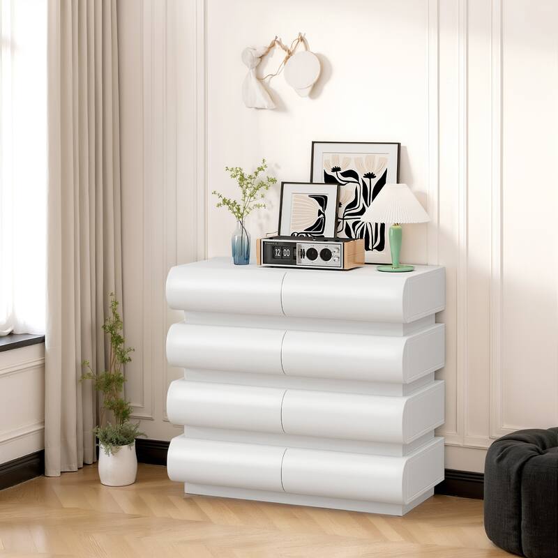 Modern Dressing Table Handleless Dressing with 8 Sliding Drawers Anti-Tip Device, for Bedroom, Black