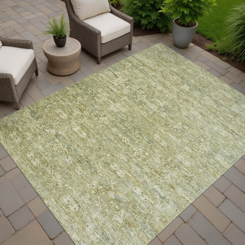 Machine Washable Indoor/ Outdoor Traditional Harmony Chantille Rug - Sage - 8' x 10'