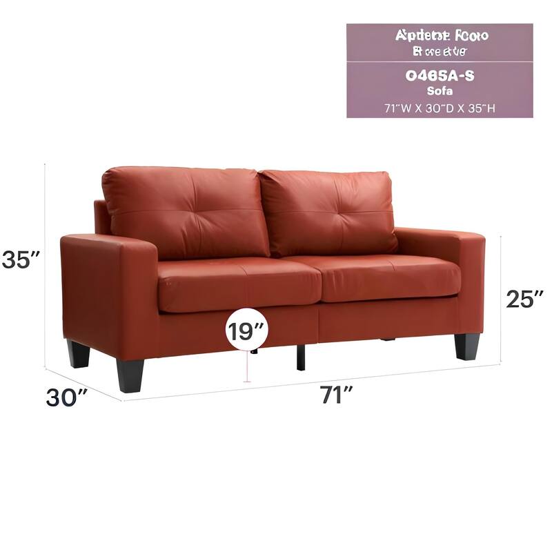 Modular Sofa, RED, PU, 71x32x36 inches