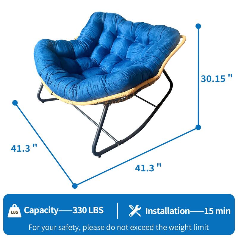 Outdoor Rocking Chair, Patio Egg Rocking Chair, Rattan Wicker Lounge Chair, for Bedroom, Living Room, Porch, Garden