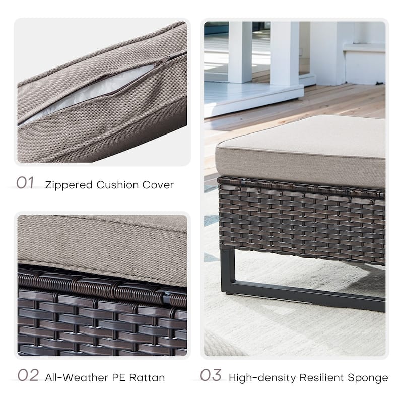 Outdoor Sectional Sofa Wicker Patio Conversation Sofa Set