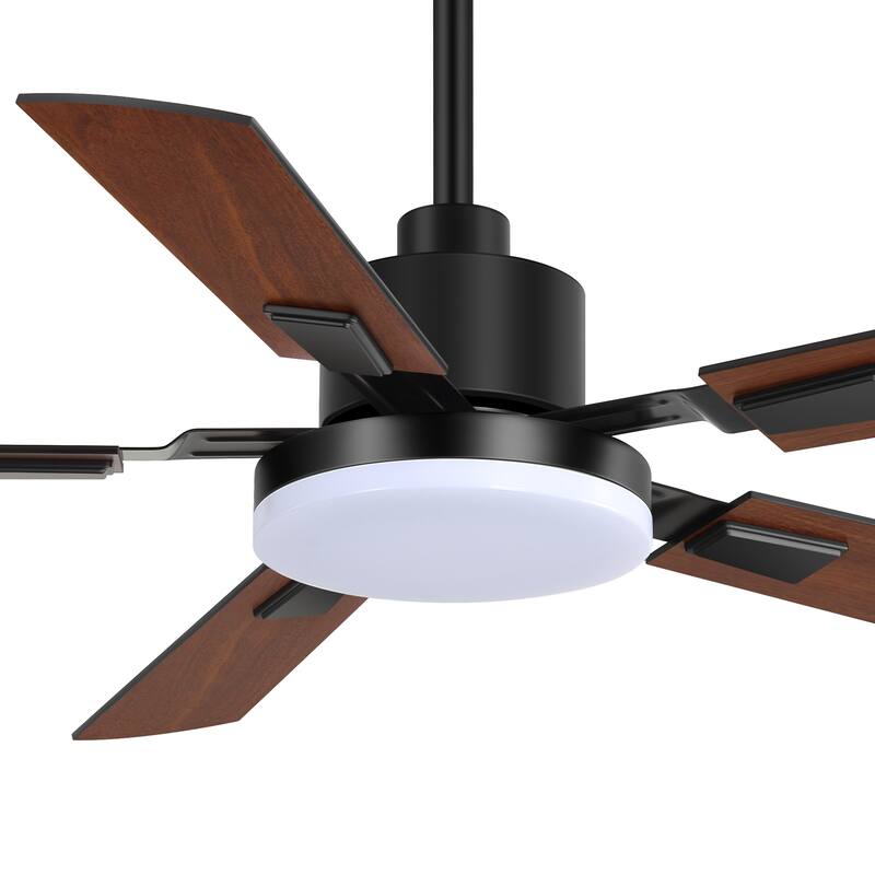 52 Inch 5-Blade Integrated LED Ceiling Fan with Light Remote and Downrod