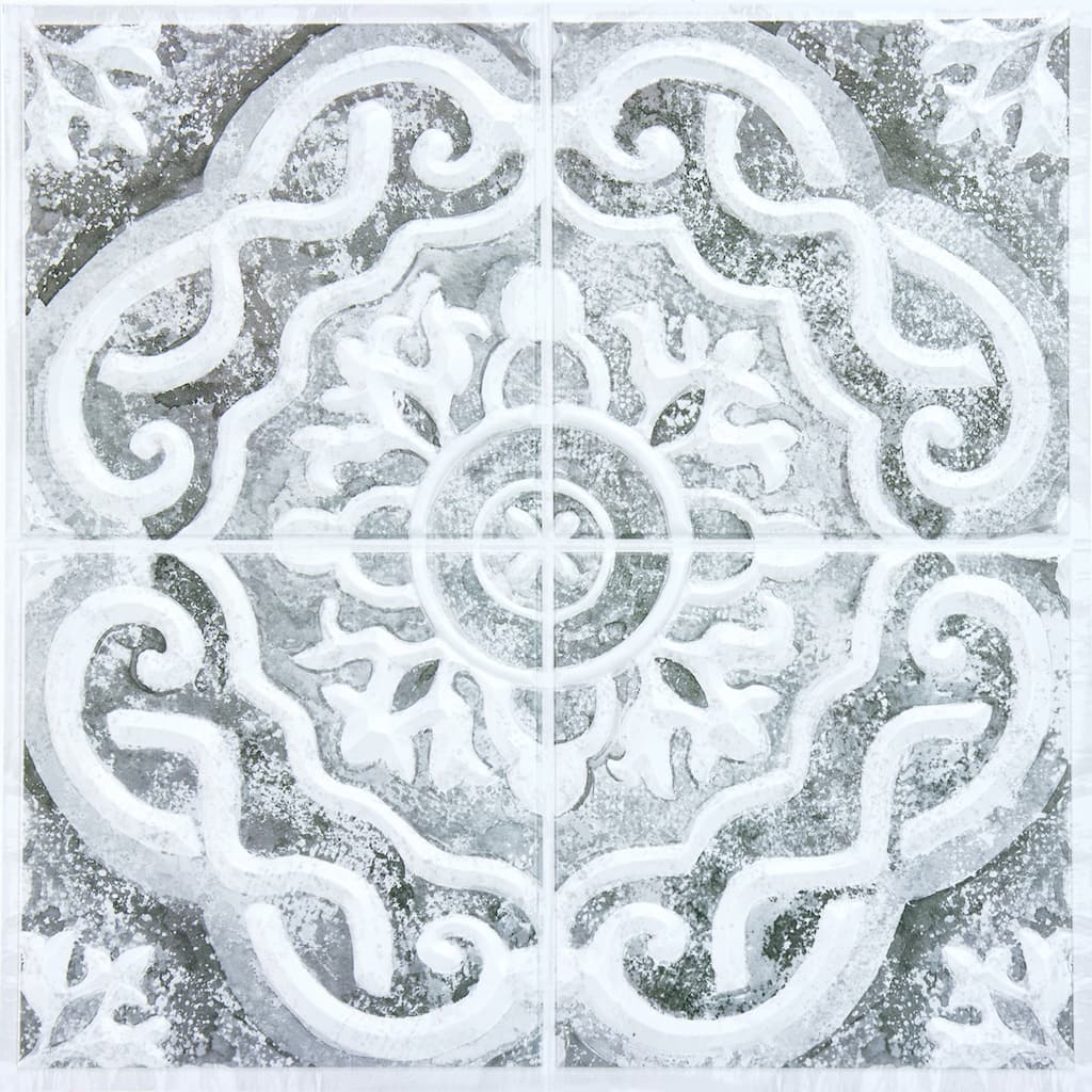 WallPops Ada Grey Embossed Peel and Stick Backsplash Tiles