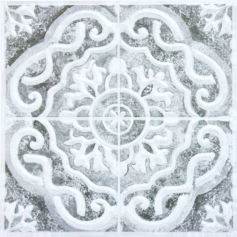 WallPops Ada Grey Embossed Peel and Stick Backsplash Tiles