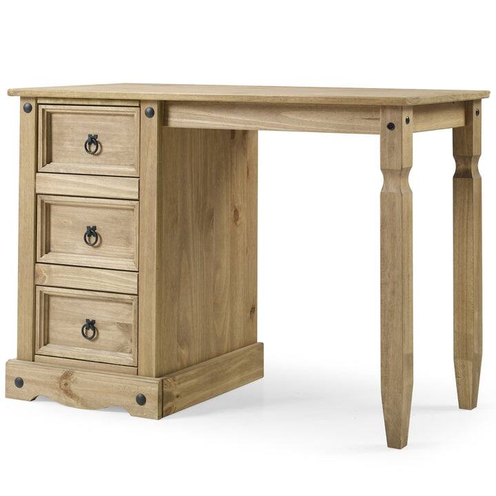 Wood Dressing Table Vanity Makeup Corona Collection | Furniture Dash - Antique brown color stain.