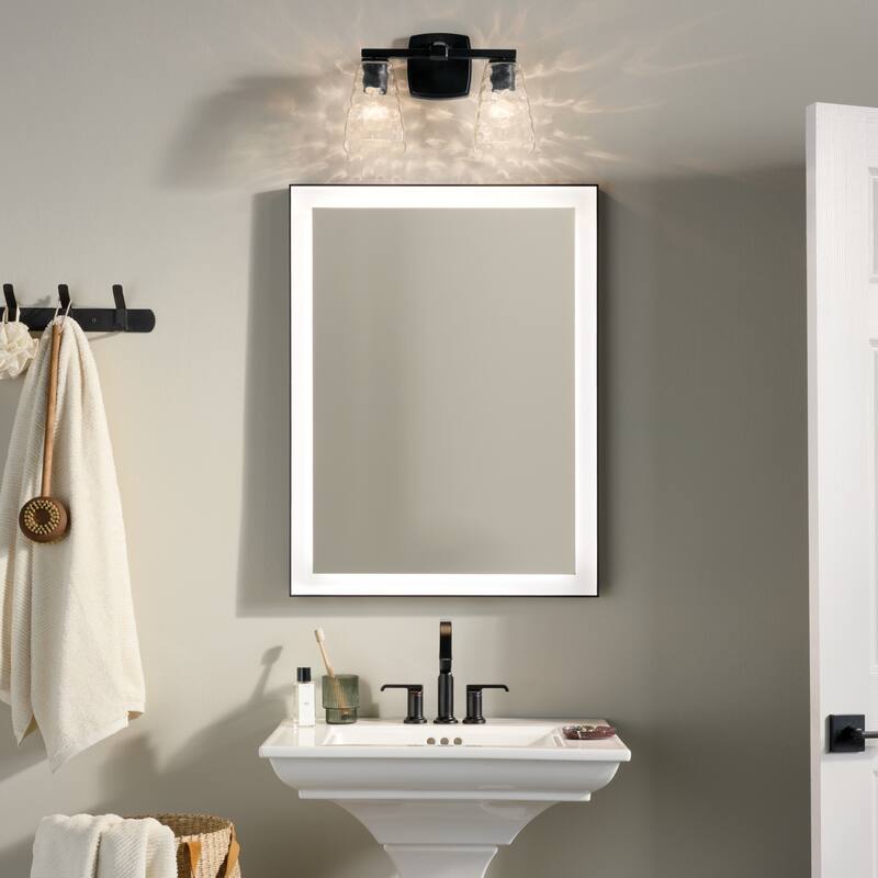 Kichler Lighting Marant 14.25" 2-Light Vanity Light with Clear Water Glass in Black