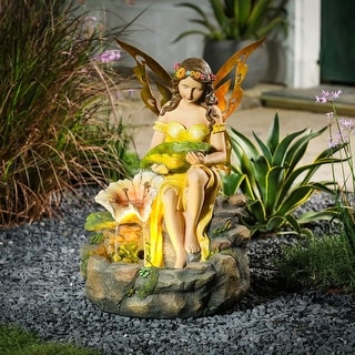 Resin Fairy Garden Outdoor Fountain with LED Light