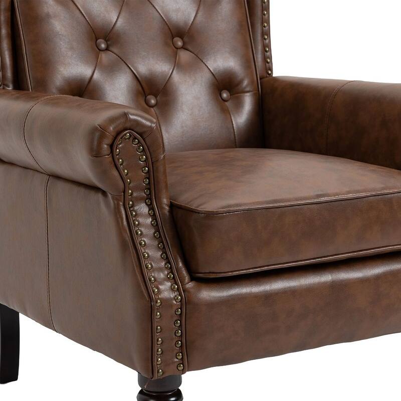 Transitional Wingback Accent Chair Armchair with Sturdy Wood Legs