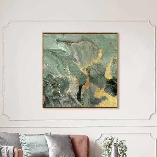 Oliver Gal Jade Cosmos Abstract Wall Art Framed Canvas Print Crystals Green Gold Overstock 31796361