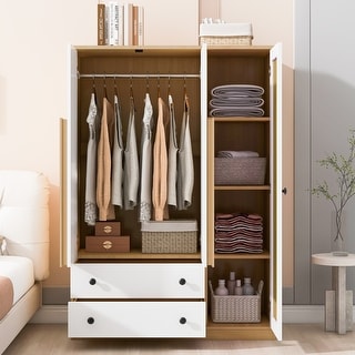 3-Doors Armoire & Wardrobe with 2 Drawers