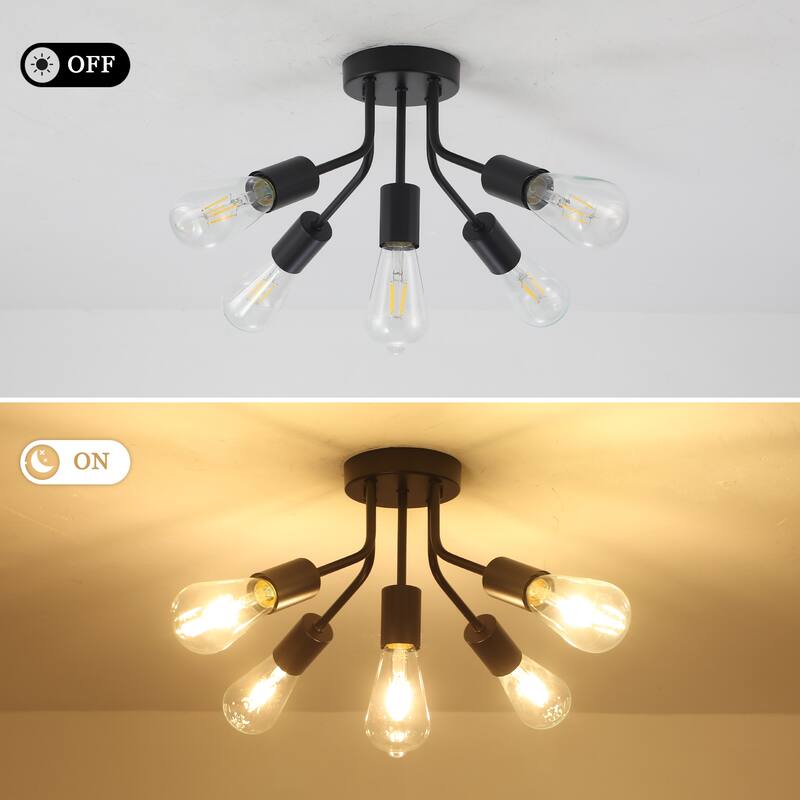 5-Light Semi Flush Mount Chandelier for Hallway Entryway Dining Room