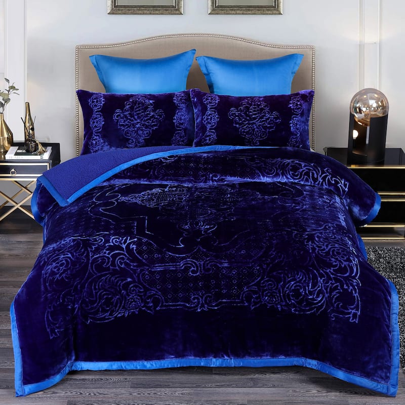Ultra Plush Printed 3-piece Sherpa Borrego Comforter Set