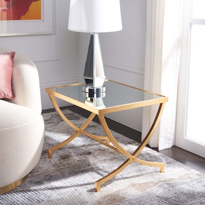 SAFAVIEH Treasures Joline Gold/ Mirror Top Accent Table - 22" x 18" x 17.5" - 22Wx18Dx18H