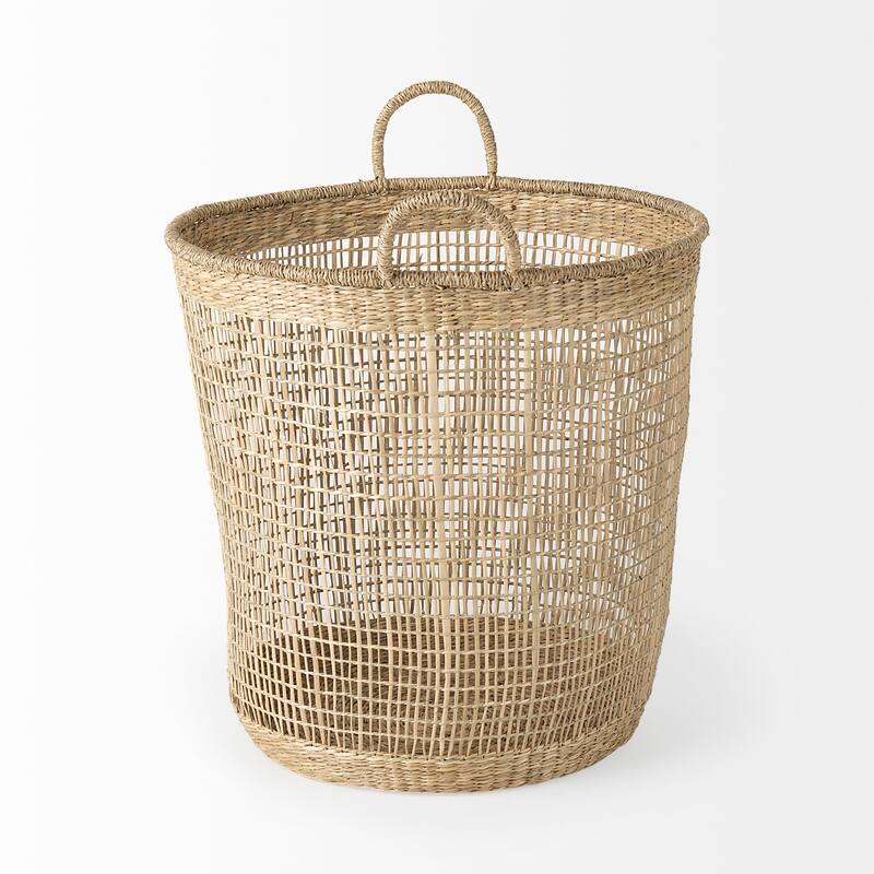 Bowie Medium Brown Seagrass Round Baskets (Set of 3) - 19.7"W x 19.7"D x 19.7"H