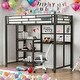 preview thumbnail 14 of 22, Modern Twin Size Loft Bed With Desk And Whiteboard And 3 Shelves And Ladder for Bedroom
