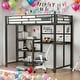 preview thumbnail 1 of 10, Twin Size Loft Bed With Desk And Whiteboard And 3 Shelves And Ladder for Home Black