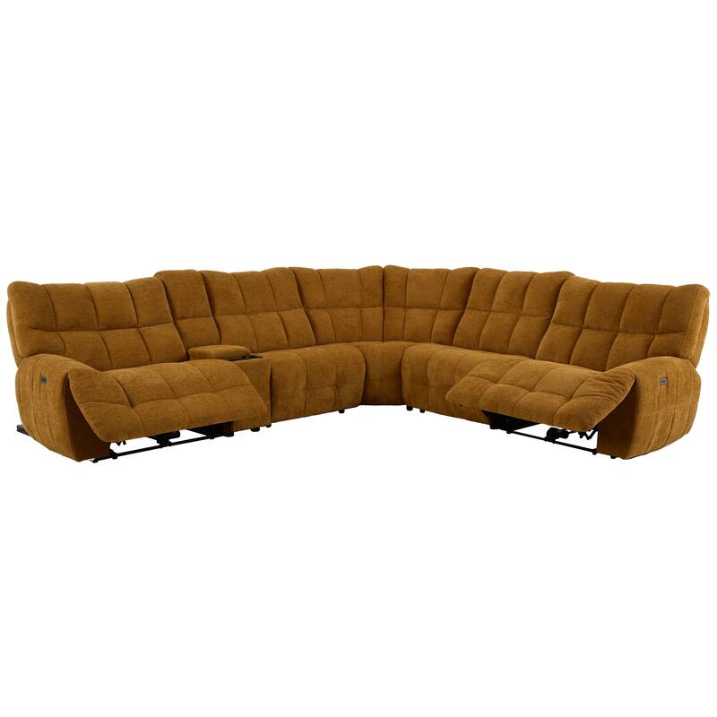 Furniture of America Aurei Modern Reclining Sectional with Console and USB Ports