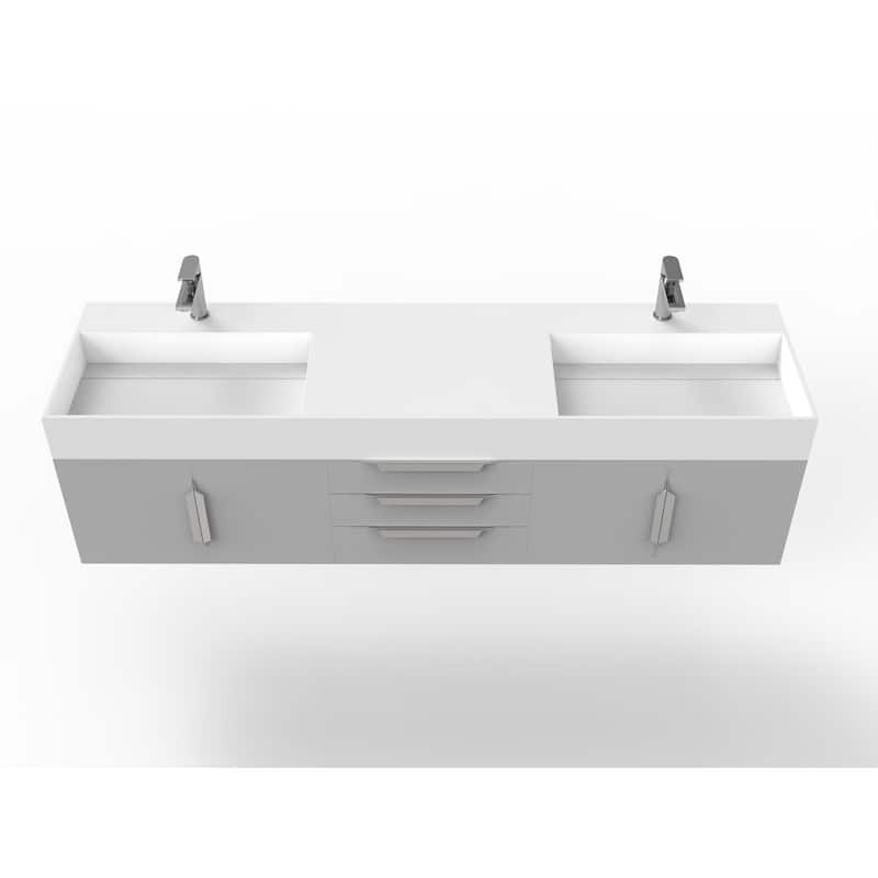 Amazon 72" Wall Mounted Bathroom Vanity Set w/ White Top