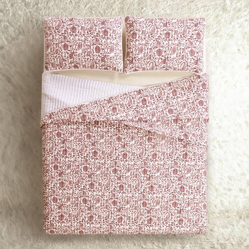 Eden Paisley Gauze 3-Piece Reversible Quilt Set