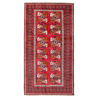 ECARPETGALLERY Hand-knotted Teimani Red Wool Rug - 3'8 x 7'0