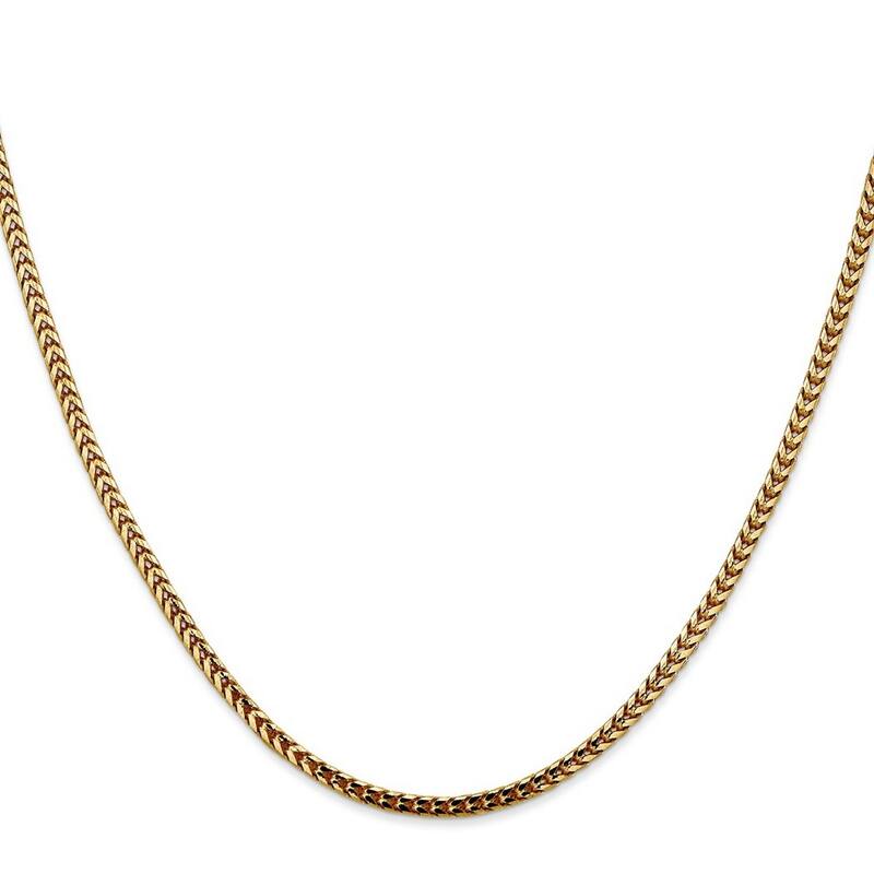 Curata 14k Yellow Gold Solid Polished Lobster Claw Closure 2.5mm Franco Chain Bracelet