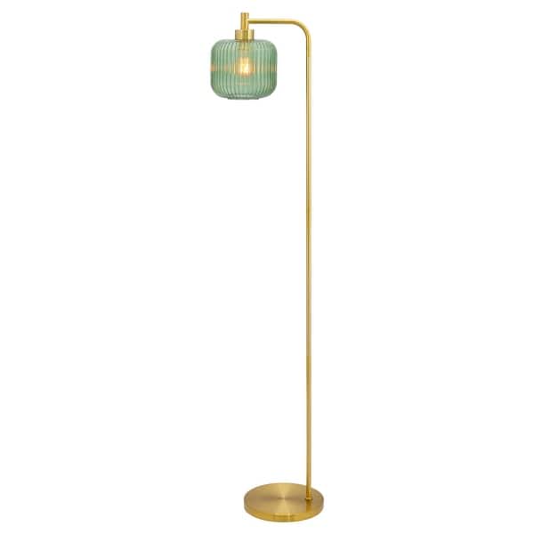 Frederick River of Goods Gold Metal and Glass Candlestick Floor Lamp - Green