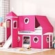 preview thumbnail 1 of 28, Merax Bunk Bed with Slide, Tent and Tower Pink - Twin