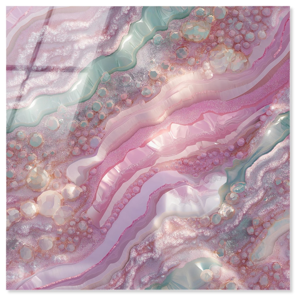 Pink and Mint Crystal I Acrylic by Art Remedy, Ready to Hang