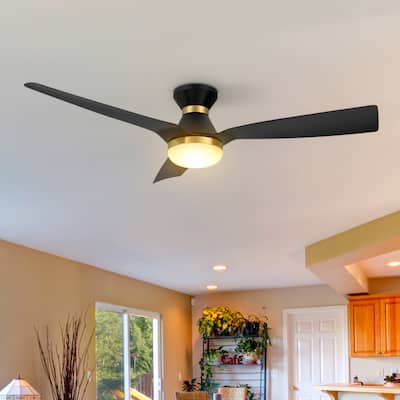 CARRO Pollux 52" Black Smart Ceiling Fan with LED Light and Remote-Flush Mount - N/A
