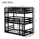 preview thumbnail 17 of 16, Grey Triple Rubber Wood Bunk Bed with 2 Built-in Ladders, Guardrails, Twin over Twin over Twin, Detachable Triple Twin Bed