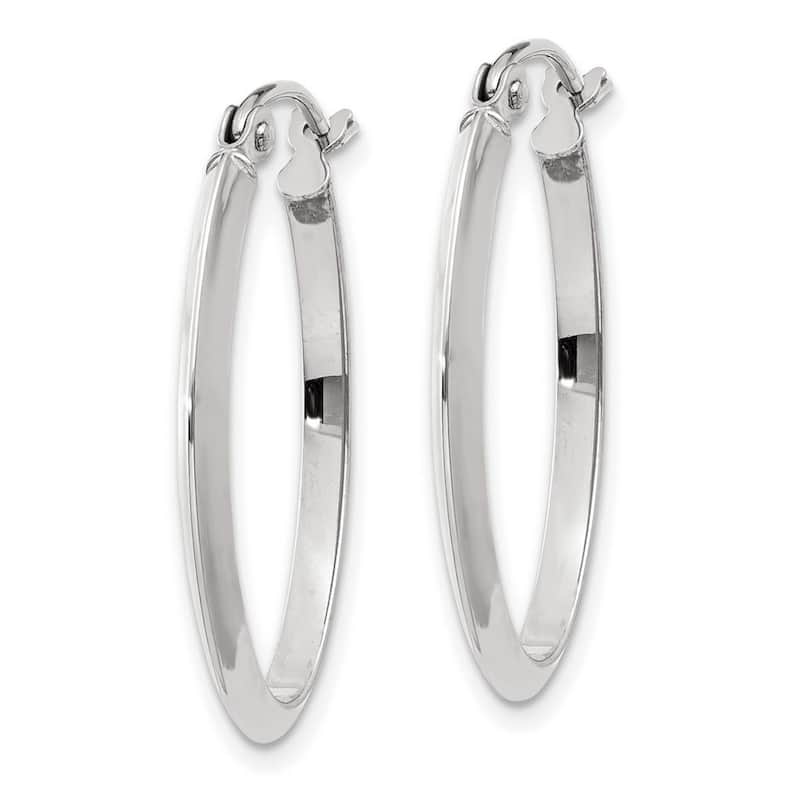 Curata 14k White Gold Knife Edge Polished 22x2mm Oval Tube Hoop Earrings