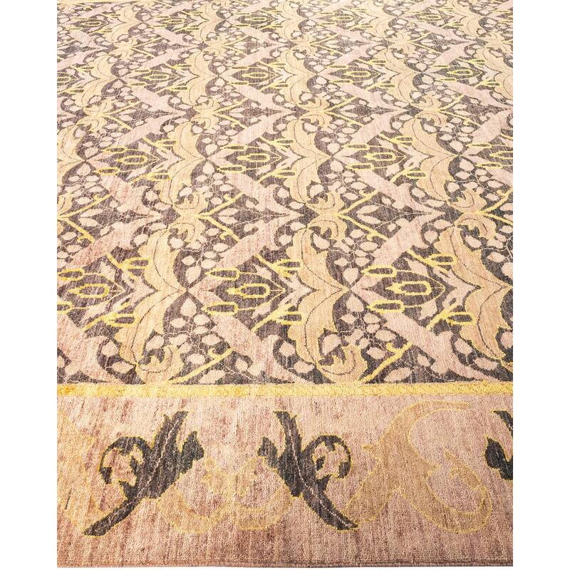 Overton Hand Knotted Wool Vintage Inspired Modern Contemporary Arts & Crafts Black Area Rug - 9' 2" x 11' 8"