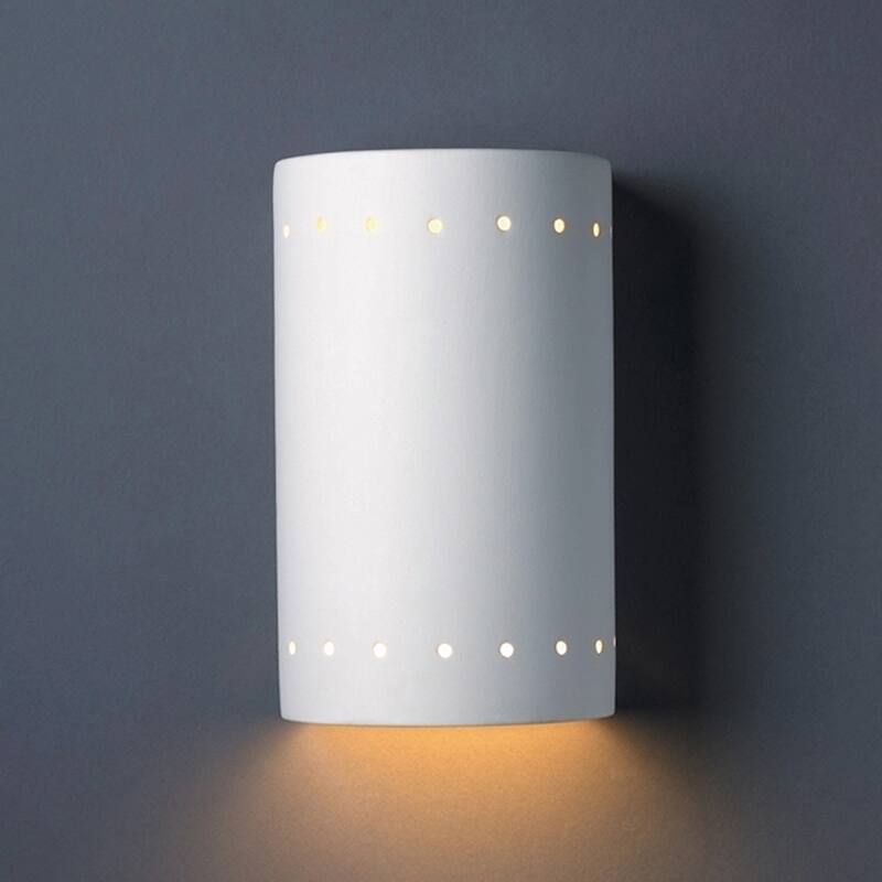 Justice Design Ambiance - Small ADA Cylinder w/ Perfs Wall Sconce - Closed Top - Replaceable Bulb