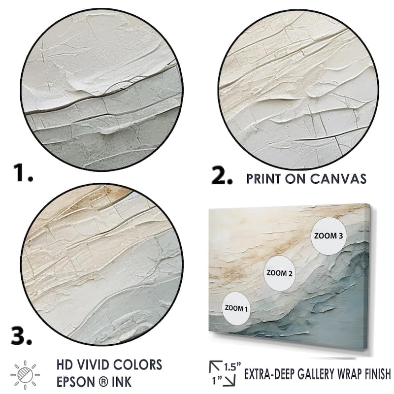 Designart "Minimalism Beige And Grey Wave Horizon I" Coastal Minimalism Framed Wall Decor