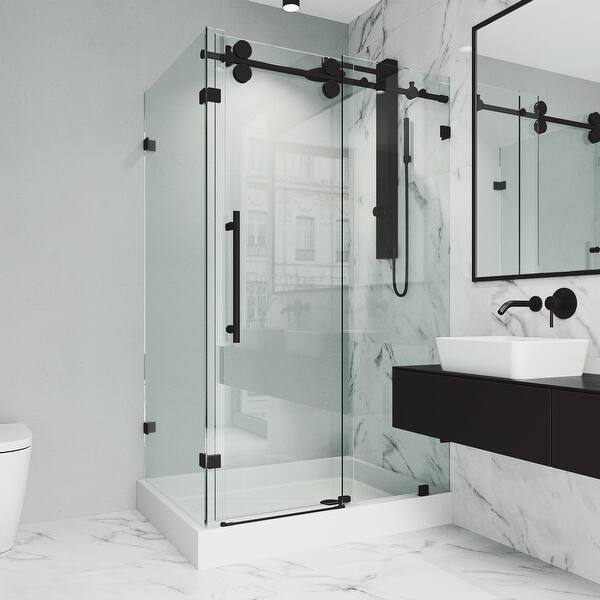 Shop Vigo Winslow Sliding Door Shower Enclosure With Right Drain Base On Sale Overstock 23134725