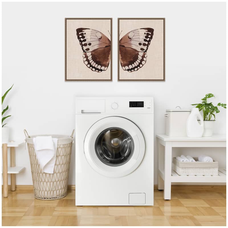 Kate and Laurel Sylvie Retro Butterfly Watercolor - 2 Piece Framed Canvas Art Set by The Creative Bunch Studio