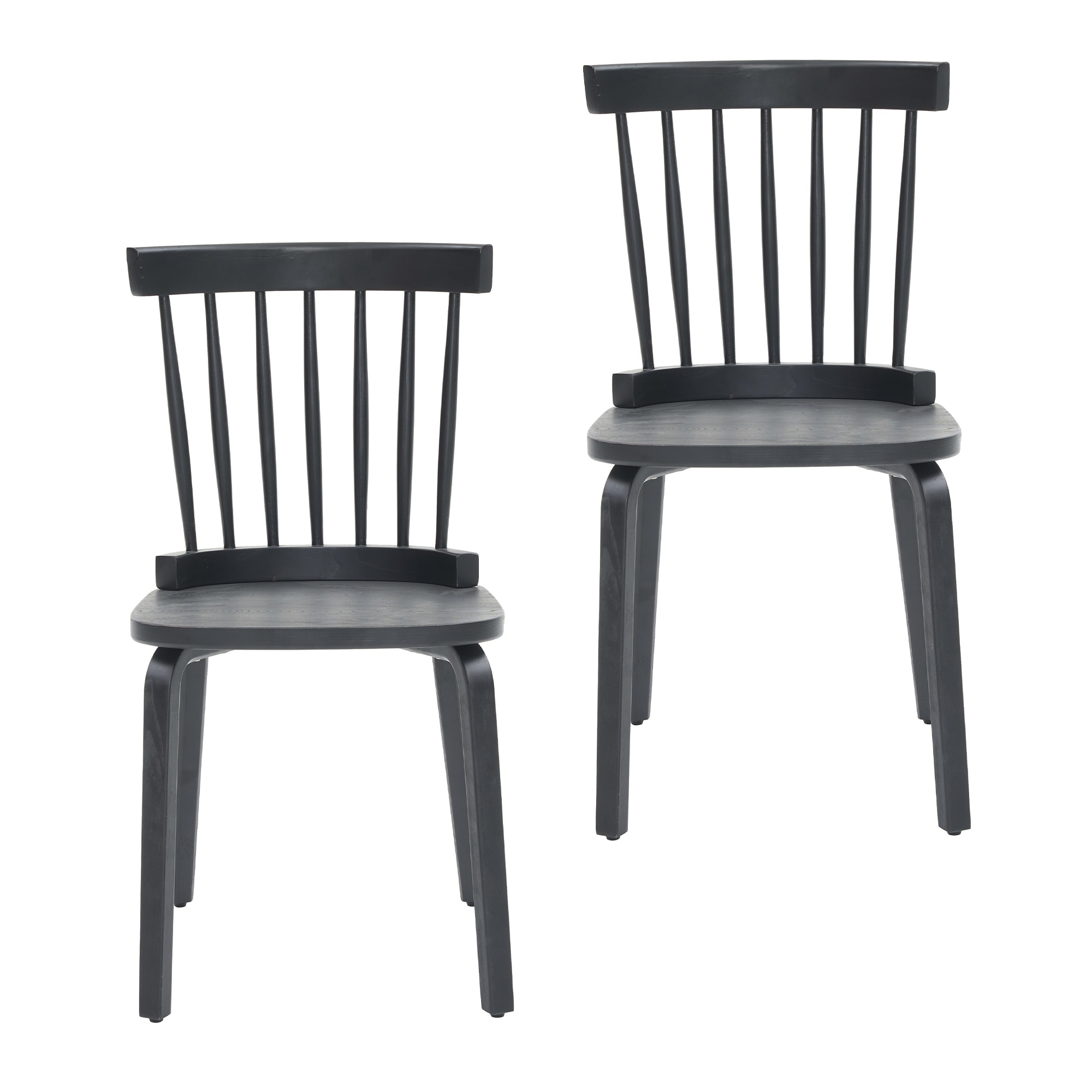 Windsor Dining Chairs Set of 2,Wood Farmhouse Spindle Back, Widen