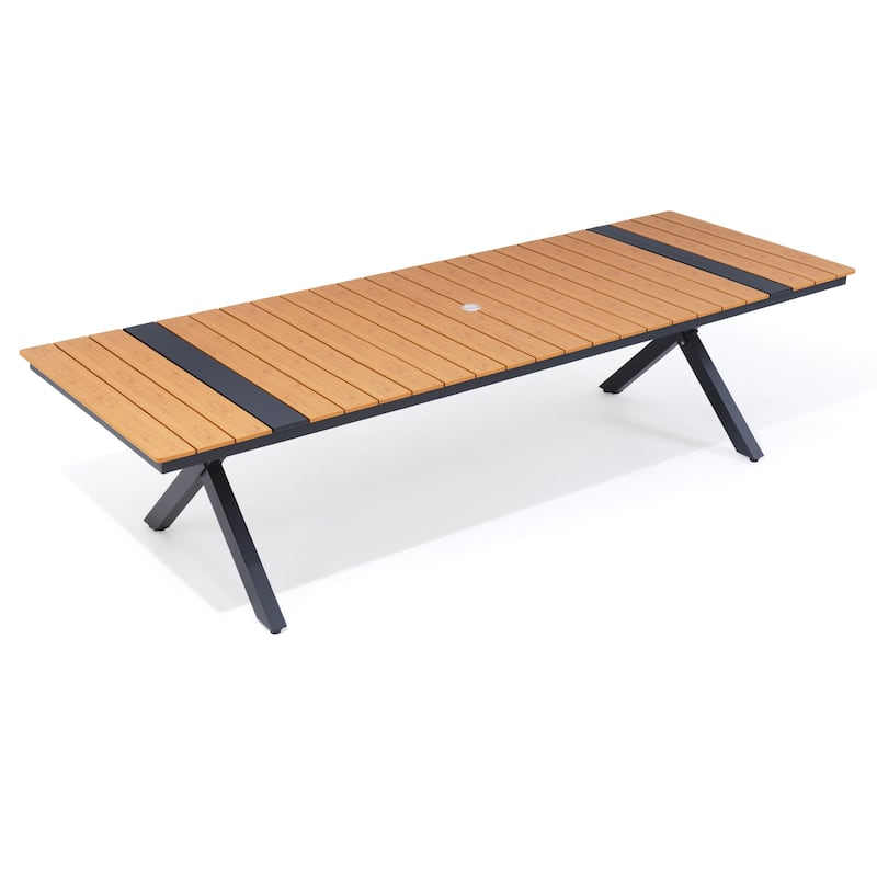 Pellebant Aluminum Rectangular Outdoor Patio Dining Table with Umbrella Hole