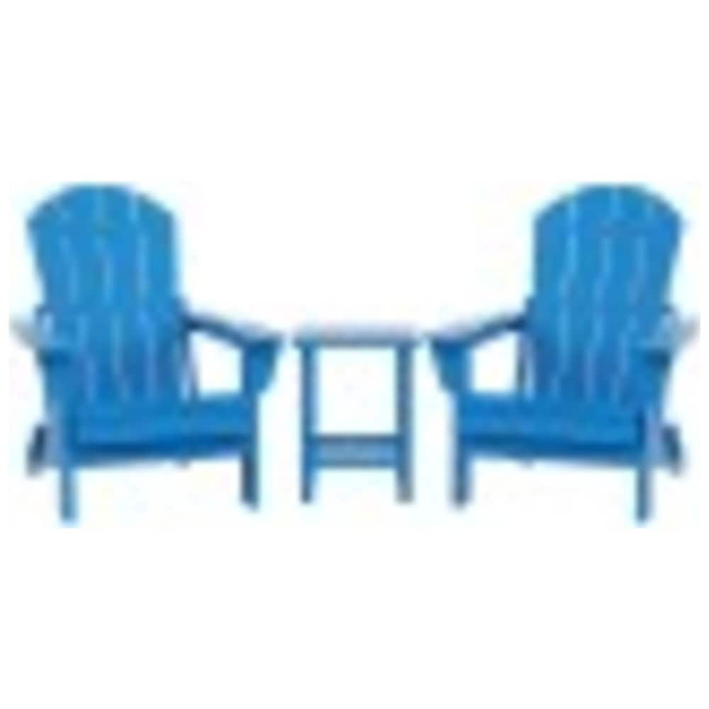 Laguna Hdpe All Weather Outdoor Patio Foldable Adirondack Chairs With Side Table (3-Piece Set)